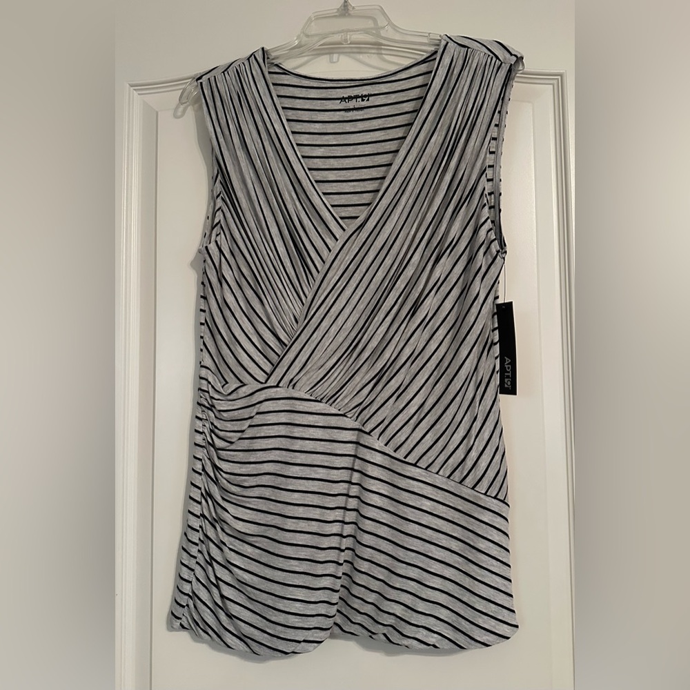 Apt. 9 Women's Gray Striped Sleeveless Top NWT